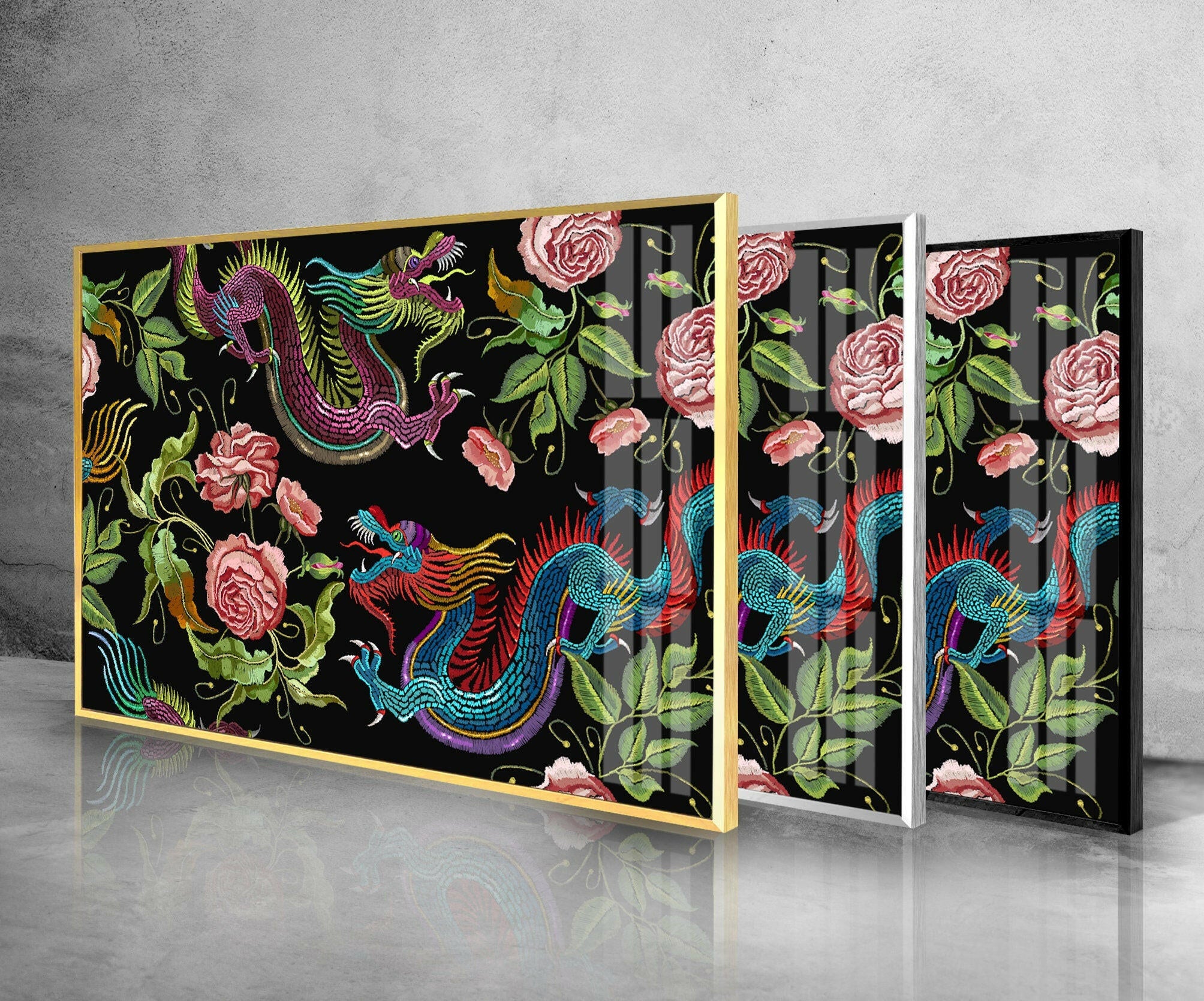 Japanese Dragon Tempered Glass Wall Art