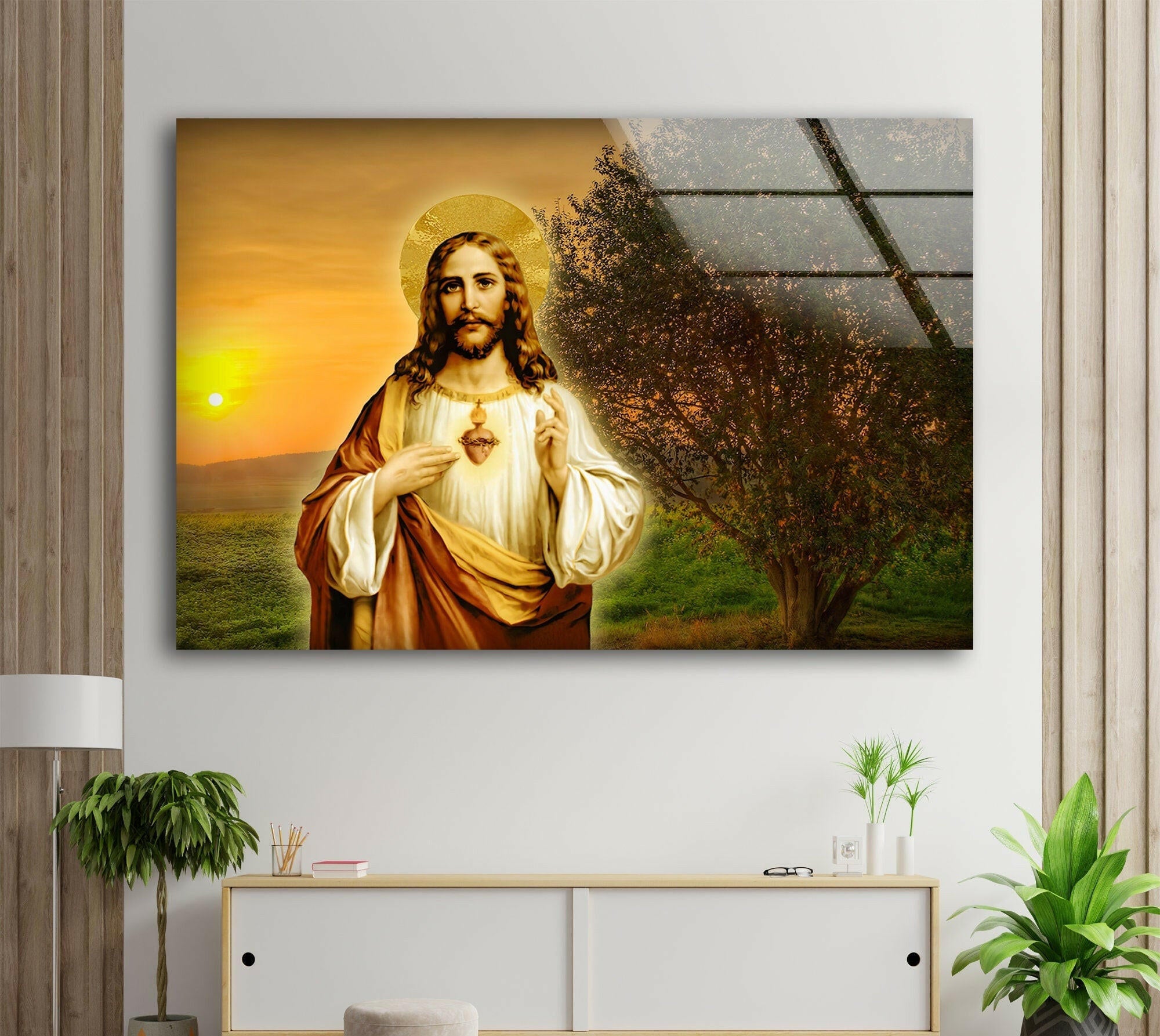 Sacred Heart of Jesus Day 7 Tempered Glass Wall Art