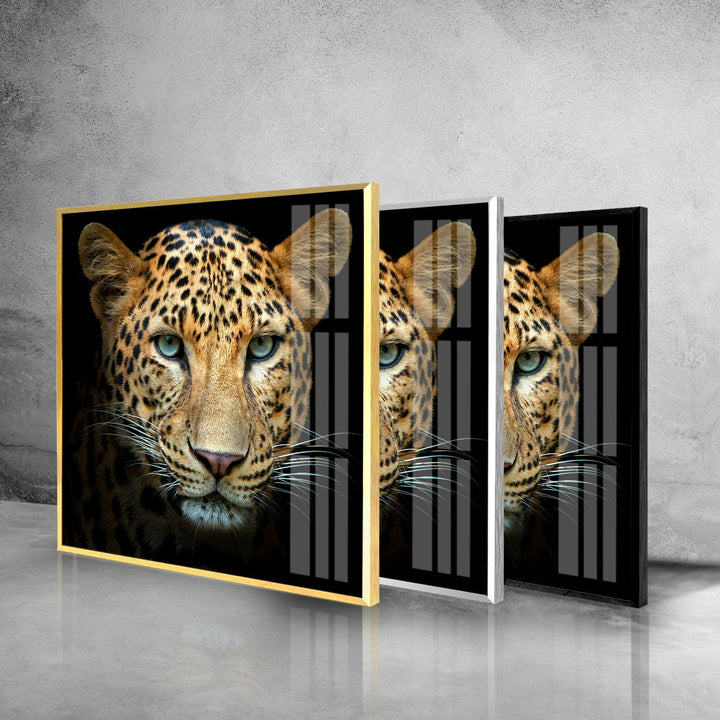Leopard Portrait Glass Wall Art picture on glass wall art, photos printed on glass