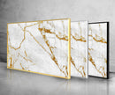 Golden White Marble Tempered Glass Wall Art