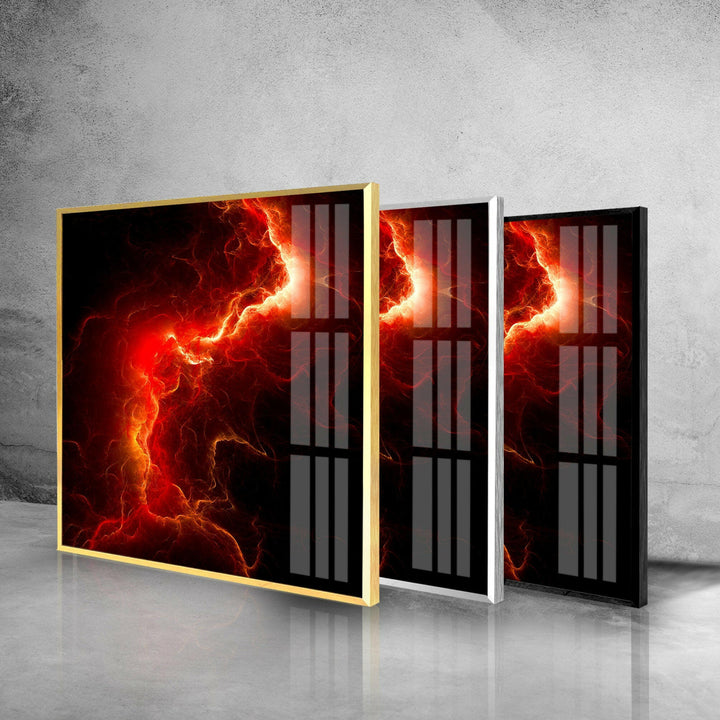 Red Storm Abstract Glass Wall Art