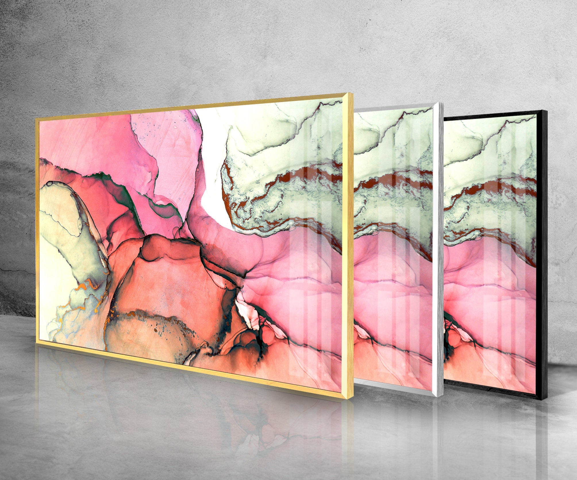 Pink Abstract Tempered Glass Wall Art