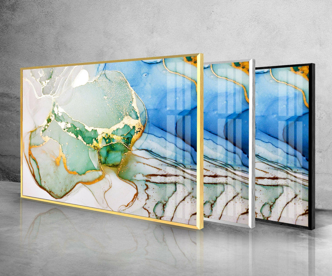 Blaue Geode Alkoholtinte Kunst Glas Wandkunst