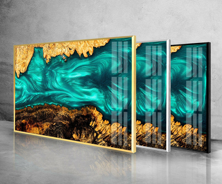 Blue Epoxy Art Abstract Glass Wall Art custom glass photo prints, large glass prints