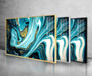 Marble Blue Abstract Tempered Glass Wall Art