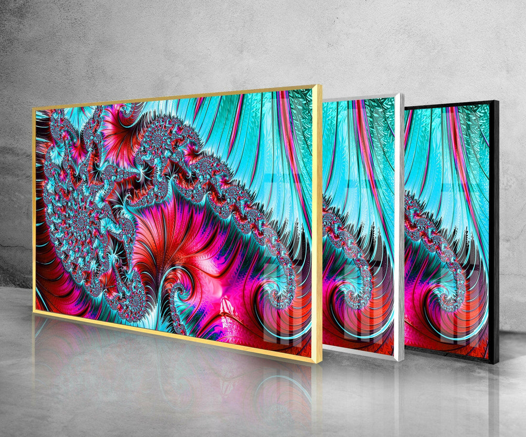 Lebendiges Fraktalmuster Glaswandkunst