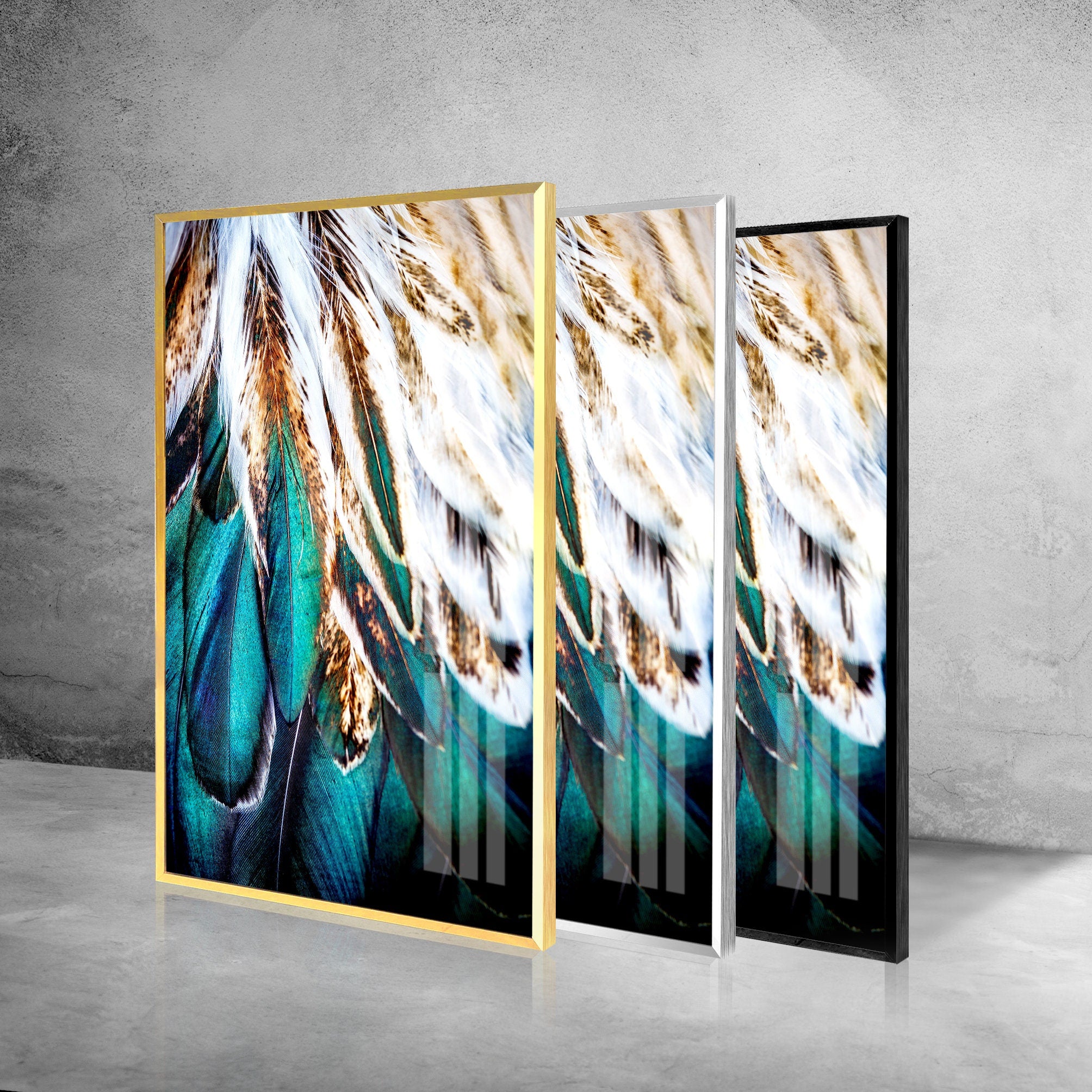 Abstract Feather Tempered Glass Wall Art