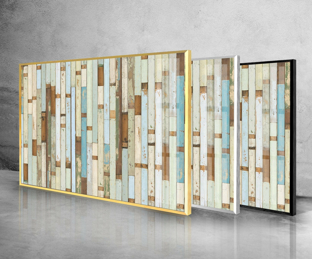White Wooden Design Glass Wall Art print on glass, glass printed photos
