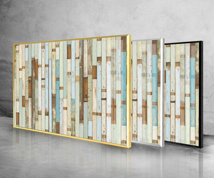 White Wooden Design Glass Wall Art print on glass, glass printed photos
