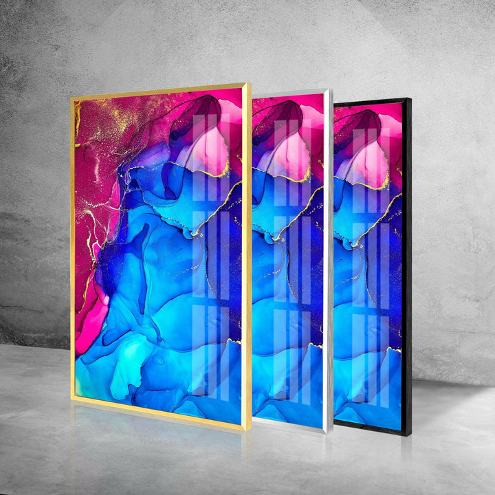 Blue and Pink Abstract Tempered Glass Wall Art - MyPhotoStation