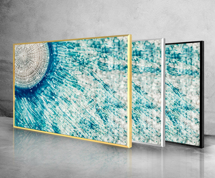 Blue Button Jellyfish Glass Wall Art