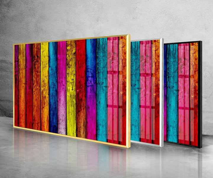 Colorful Painted Wood Glass Wall Art