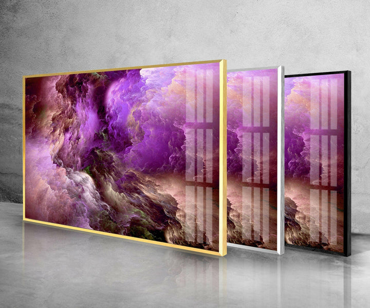 Lila Wolken Abstrakte Glaswandkunst