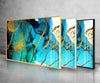 Blue and Golden Marble Tempered Glass Wall Art