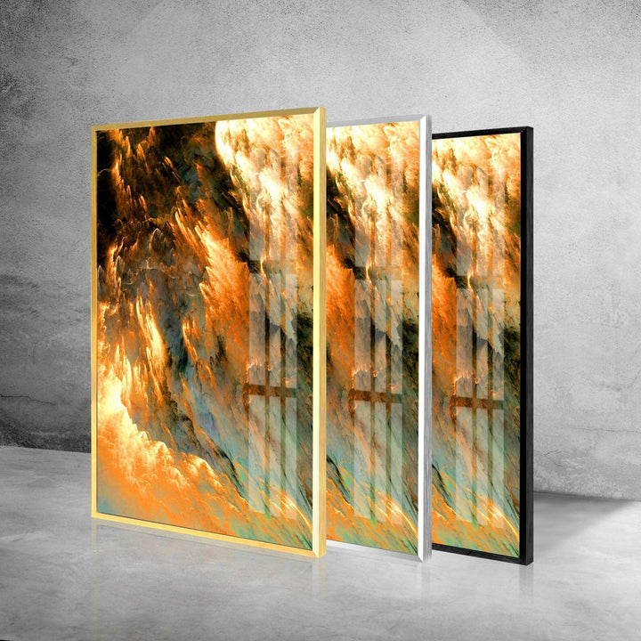 Blue, Yellow Cloudy Abstract Glass Wall Art, glass image printing, glass prints from photos