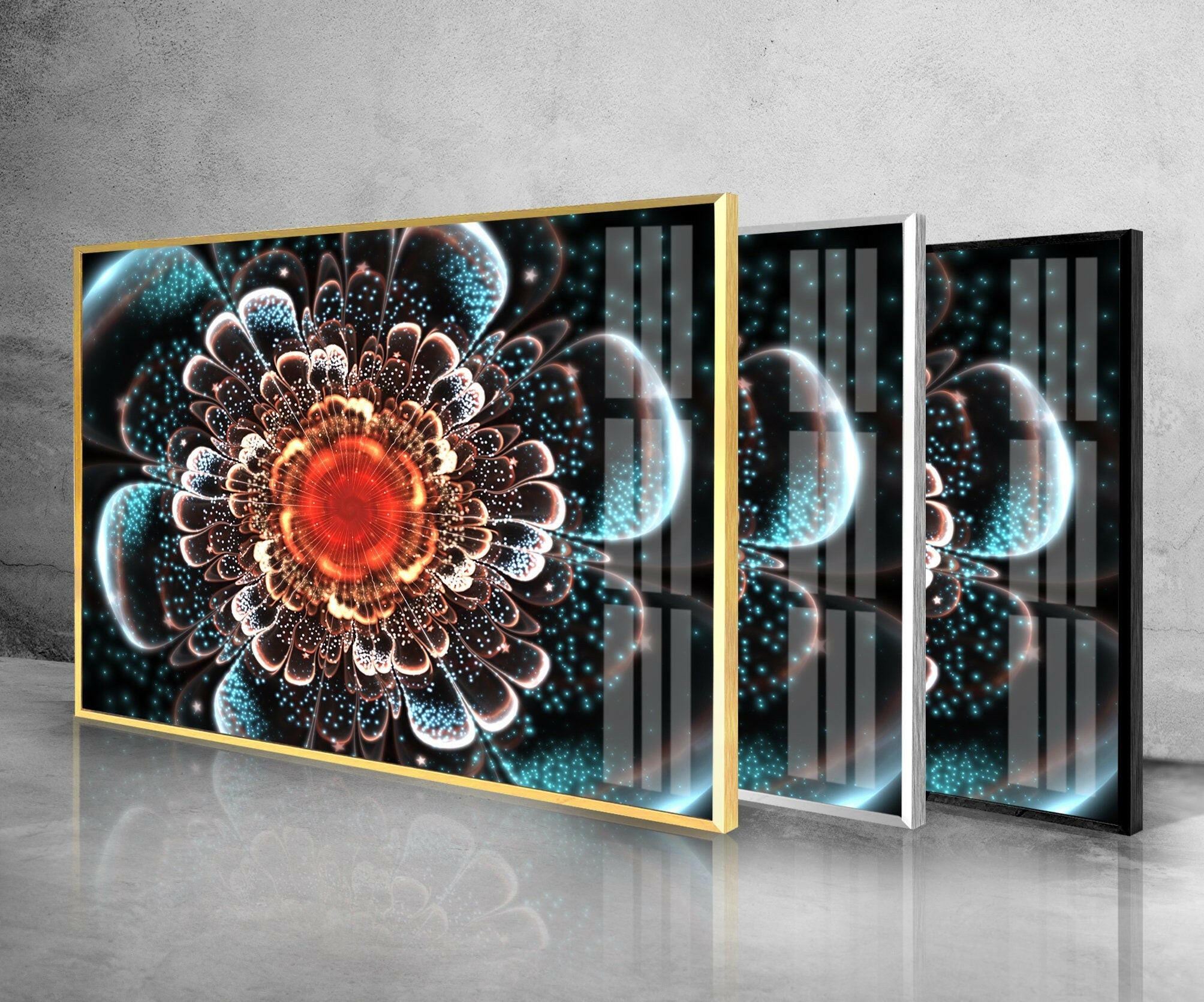 Abstract Flower Tempered Glass Wall Art