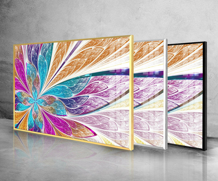 Wandbild aus Glas mit rosa Fraktal-Design