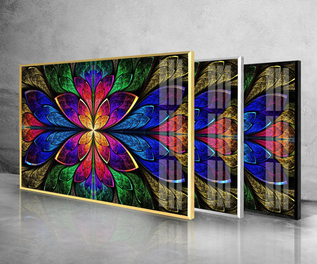 Fraktale Design Blau Abstrakte Glaswandkunst