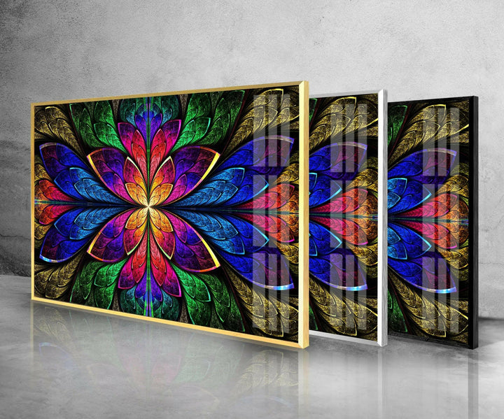 Fraktale Design Blau Abstrakte Glaswandkunst