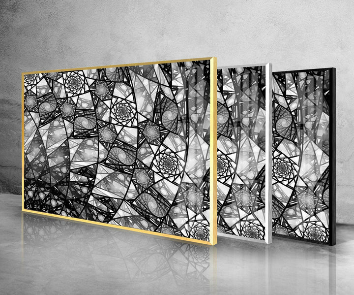 Silberfarbene abstrakte Glasmalerei als Wandkunst