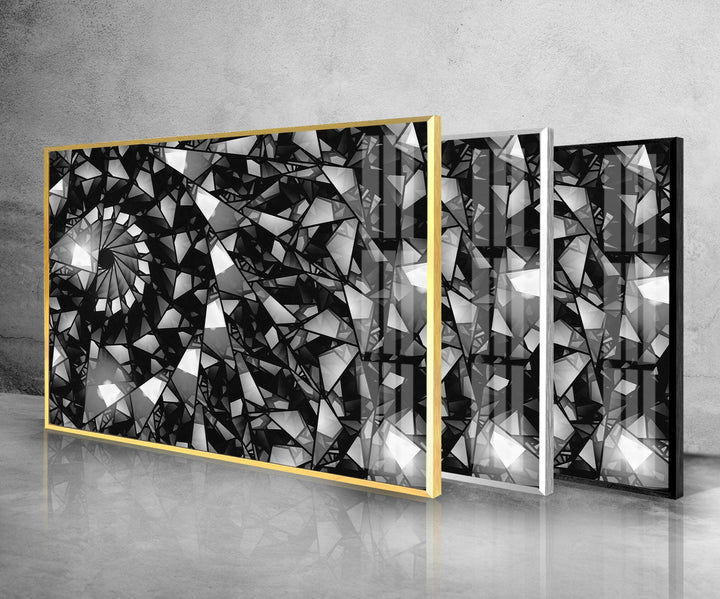 Silver Fractal Abstract Tempered Glass Wall Art - MyPhotoStation