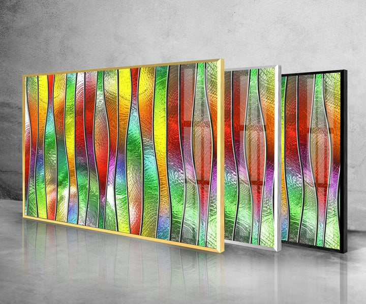 Green & Yellow Fractal Art Glass Wall Art large glass photo prints, glass wall photos
