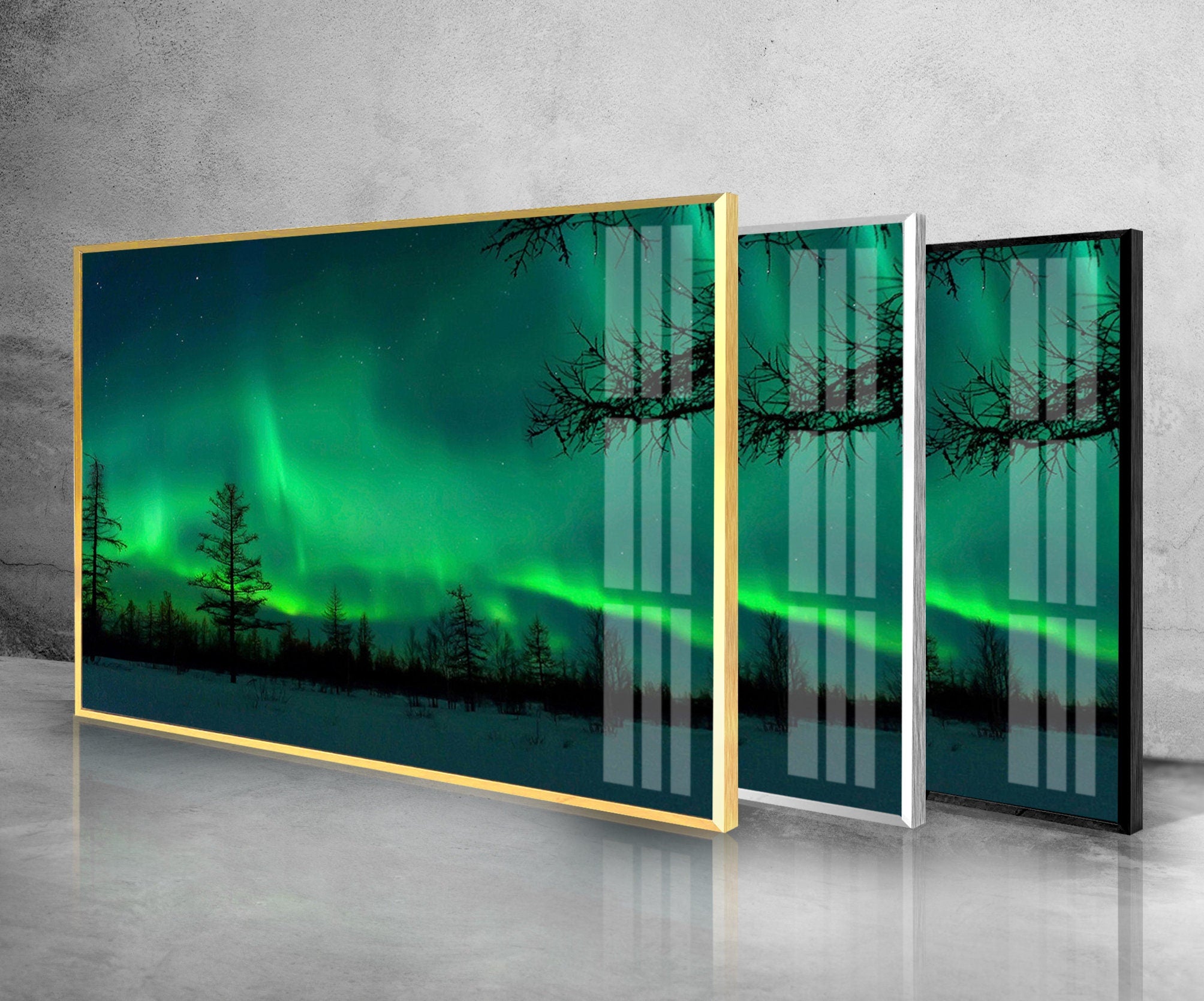 Polar Lights Tempered Glass Wall Art