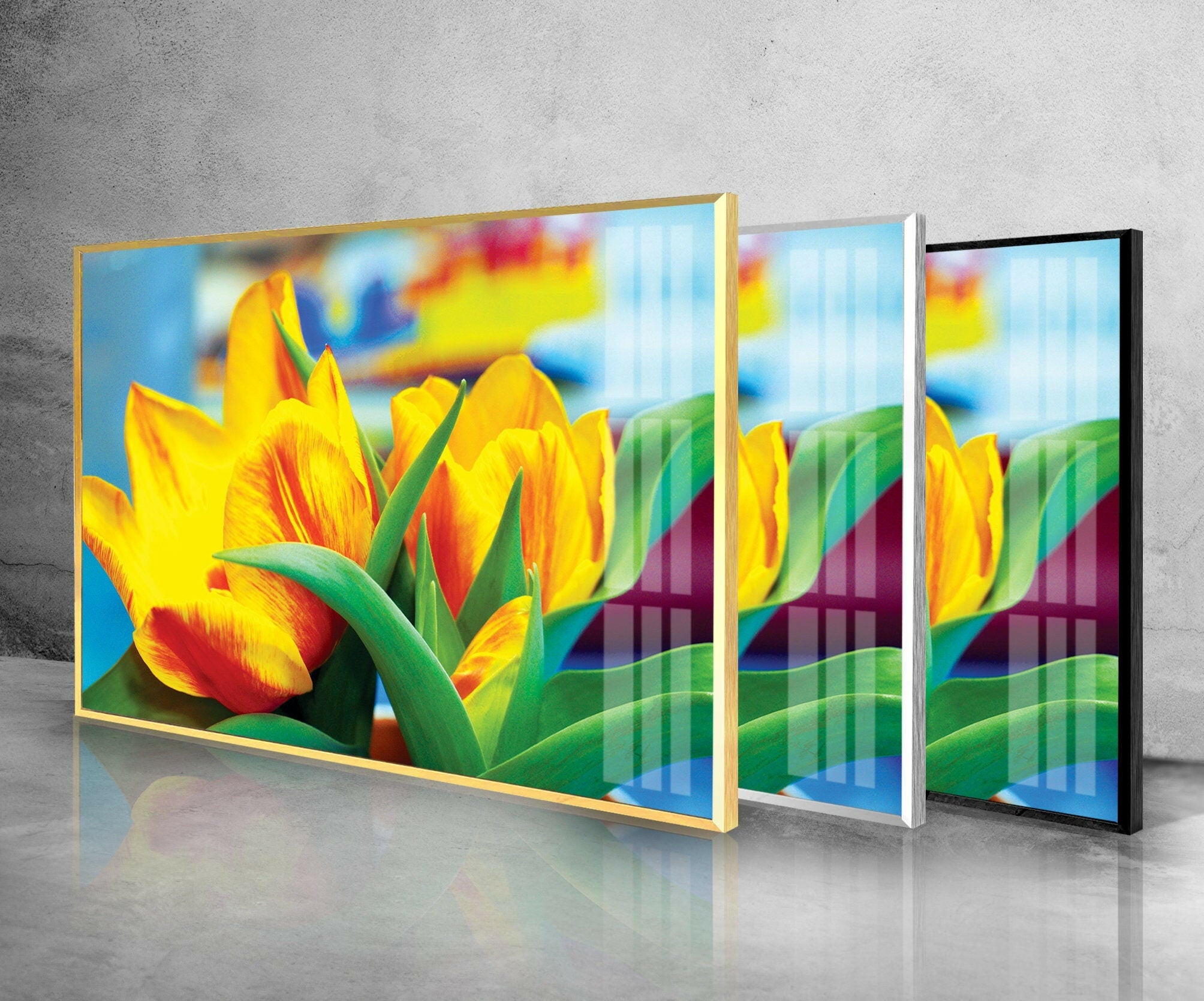 Yellow Flowers Tempered Glass Wall Art