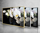 White Orchid Flower Tempered Glass Wall Art