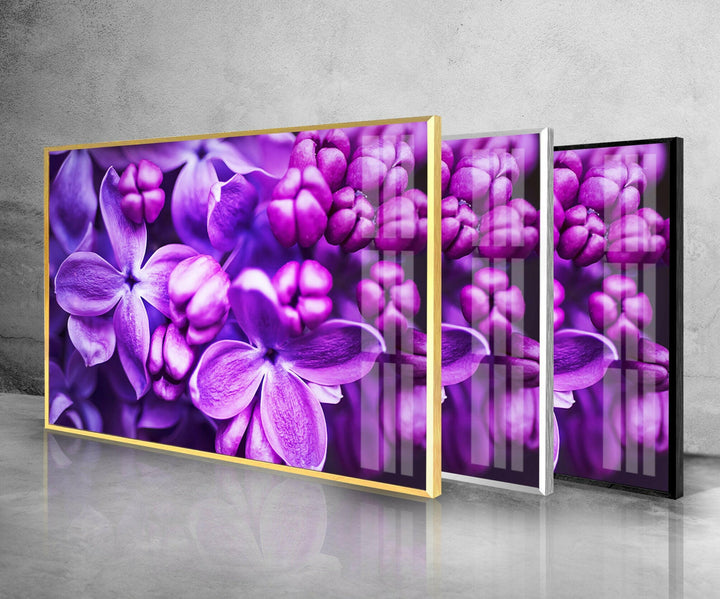 Purple Lilac Glass Wall Art, glass pictures for Wall, glass prints wall art