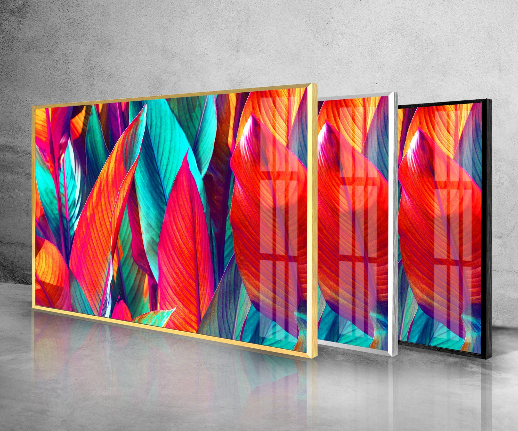 Colorful Leaf Tempered Glass Wall Art