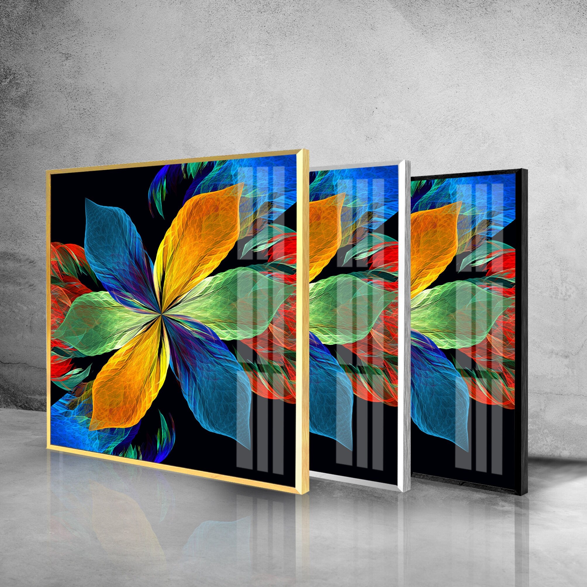Colorful Flower Tempered Glass Wall Art