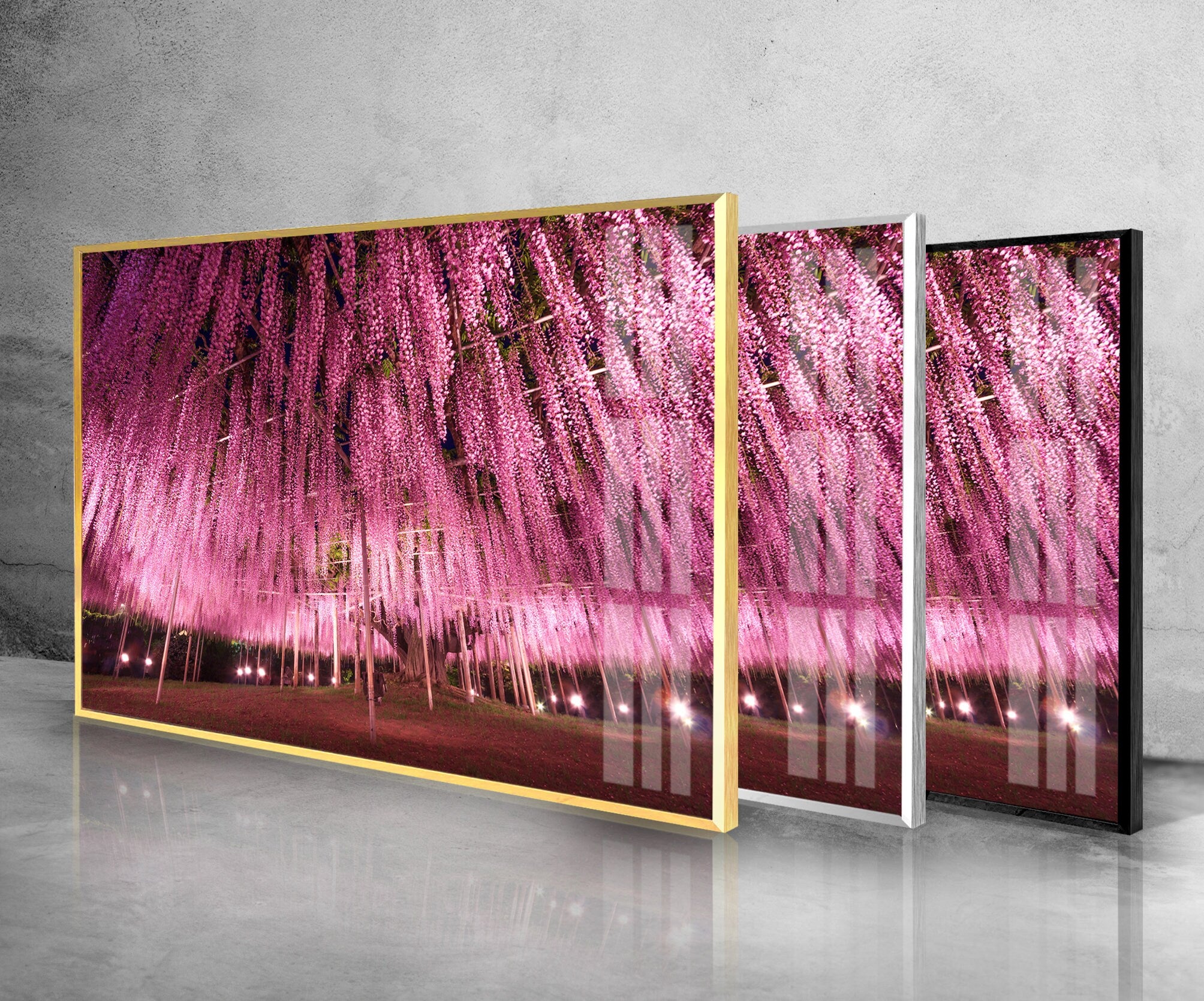 Pink Flowers Tempered Glass Wall Art