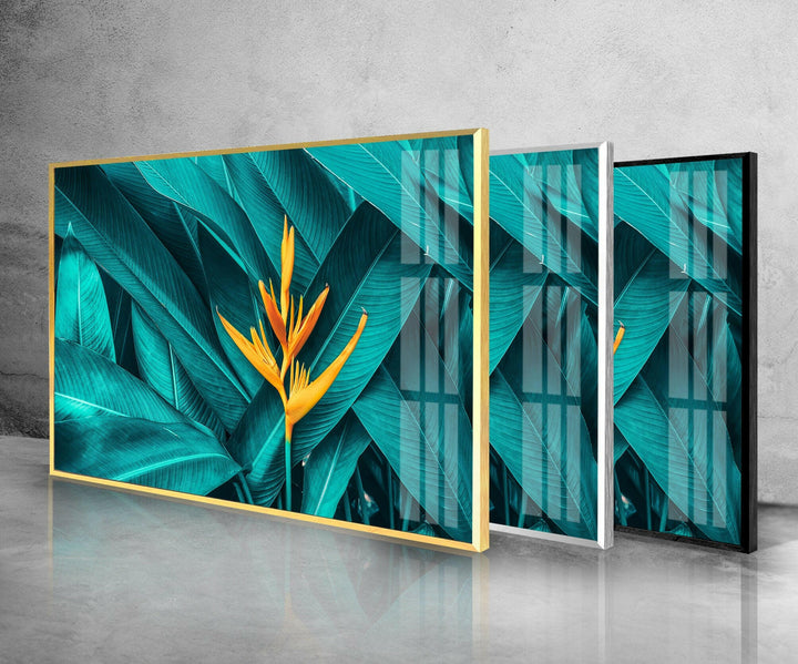 Paradiesvogelblumen-Wandkunst aus Glas