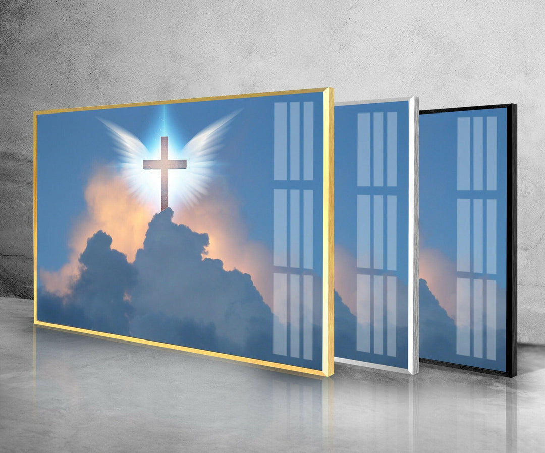 Cross Crucifix Glass Print Wall Art Pieces