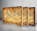 Vintage World Map Tempered Glass Wall Art