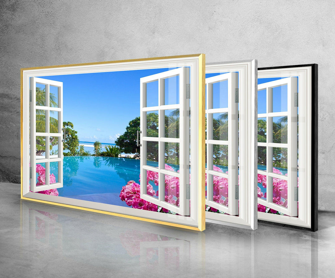 Tropischer Strand Fensterglas Wandkunst