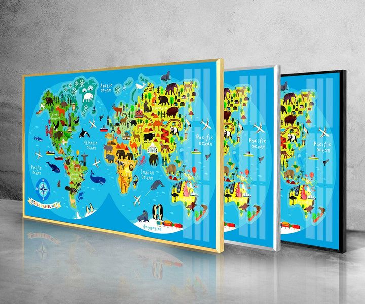 Travel Map Cool Art Prints & Glass Wall Pictures