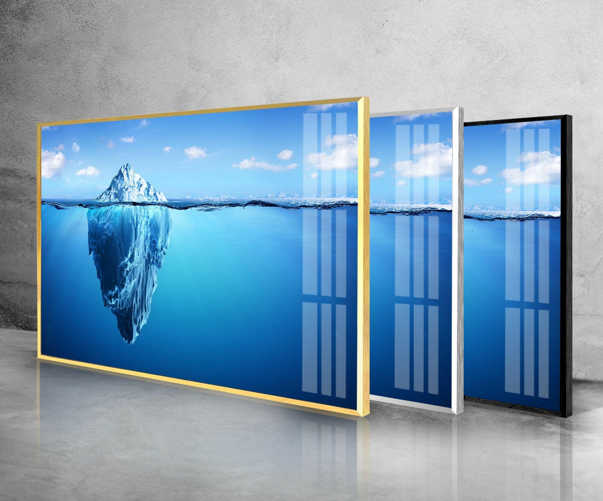 Ocean Iceberg Tempered Glass Wall Art