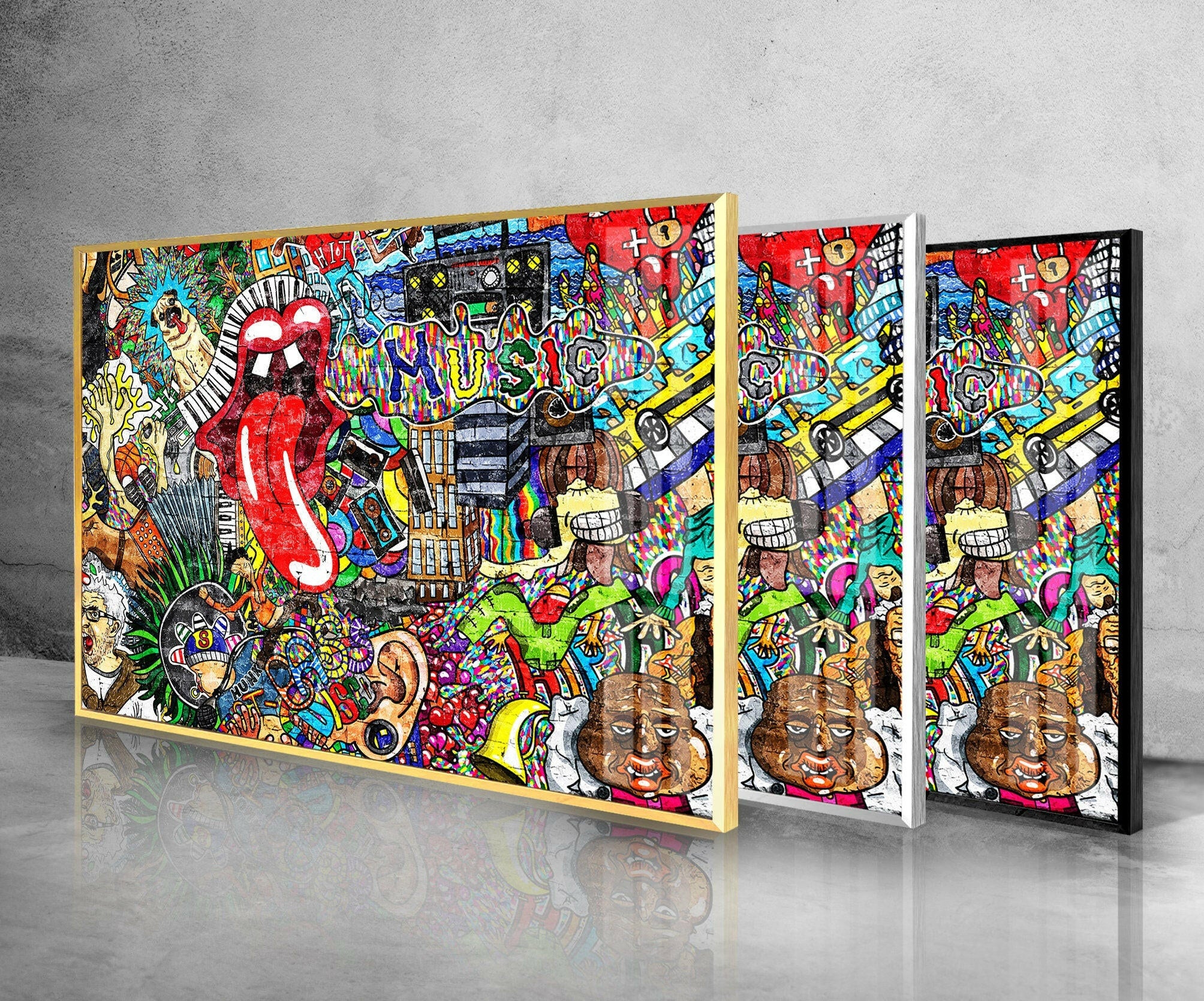 Abstract Graffiti Tempered Glass Wall Art