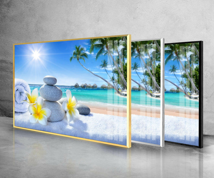 Zen Stones Relaxing Spa Cool Wall Decor & Glass Print Art
