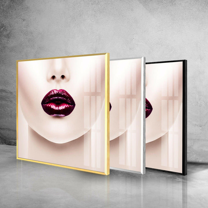 Rote Lippen Frau Cool Art Glas Wandkunst