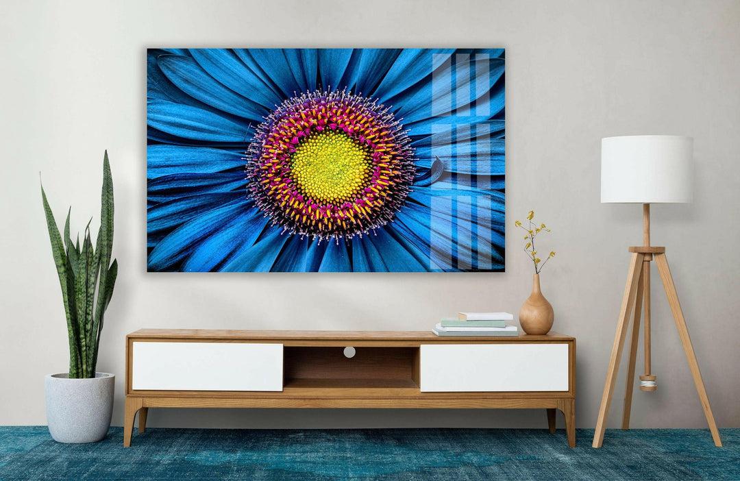 Close Up Gerbera Flower Glass Wall Art, glass art painting, glass art for the Wall