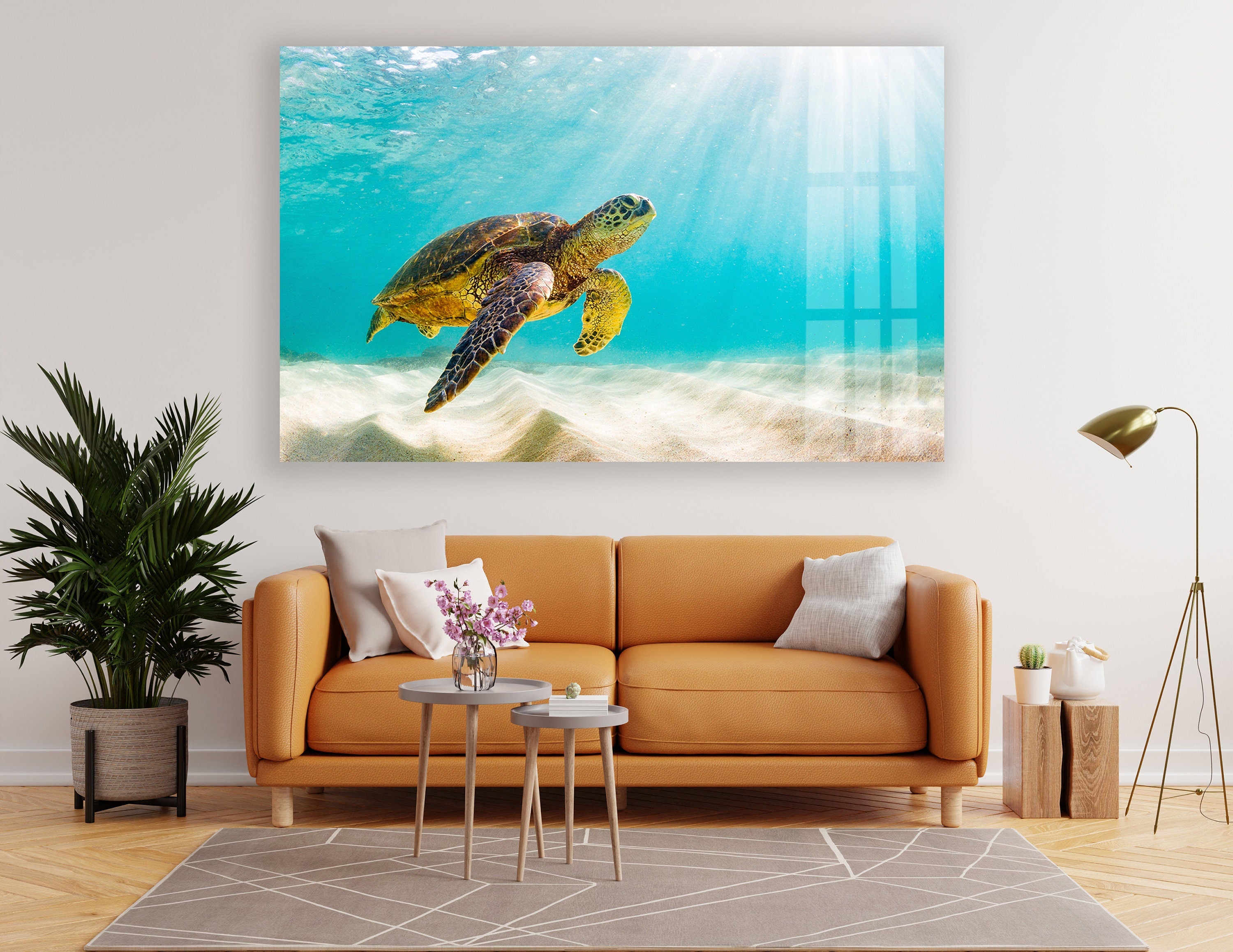 Sea Turtle Tempered Glass Wall Art