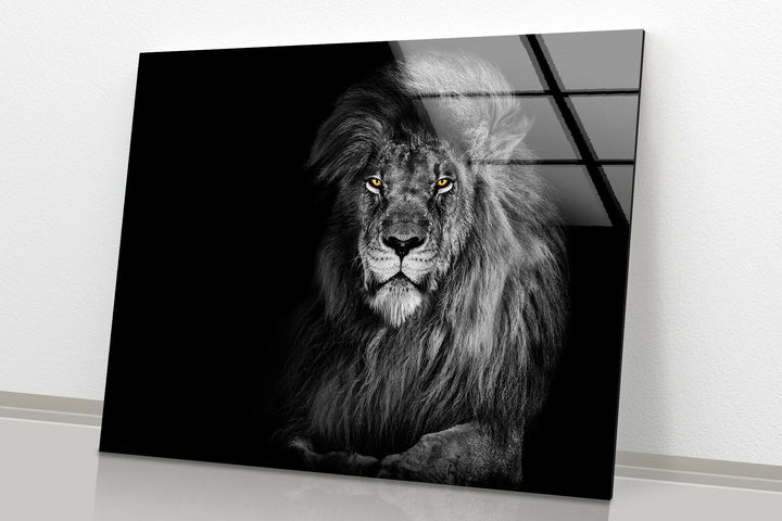 Black Wild Lion Glass Wall Art             glass wall decor, glass wall art decor