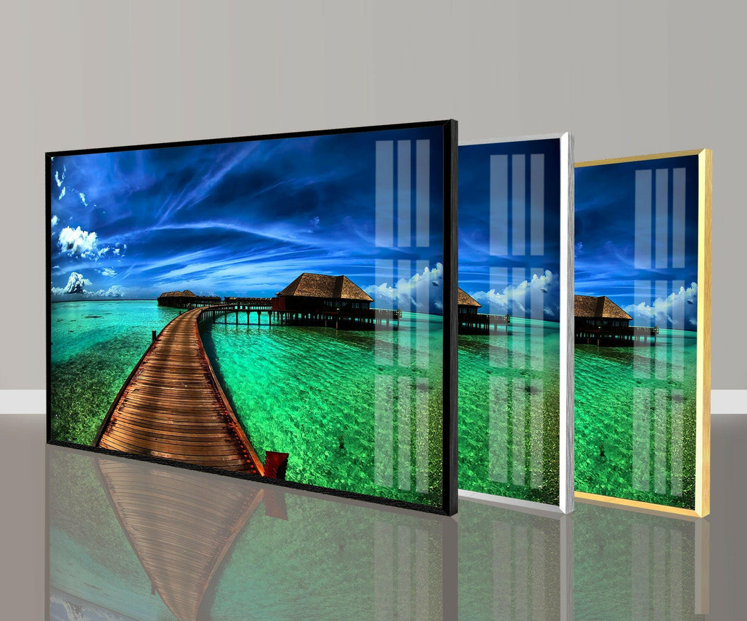 Green Sea Landscape Glass Wall Art art glass wall art, glass wall art pictures