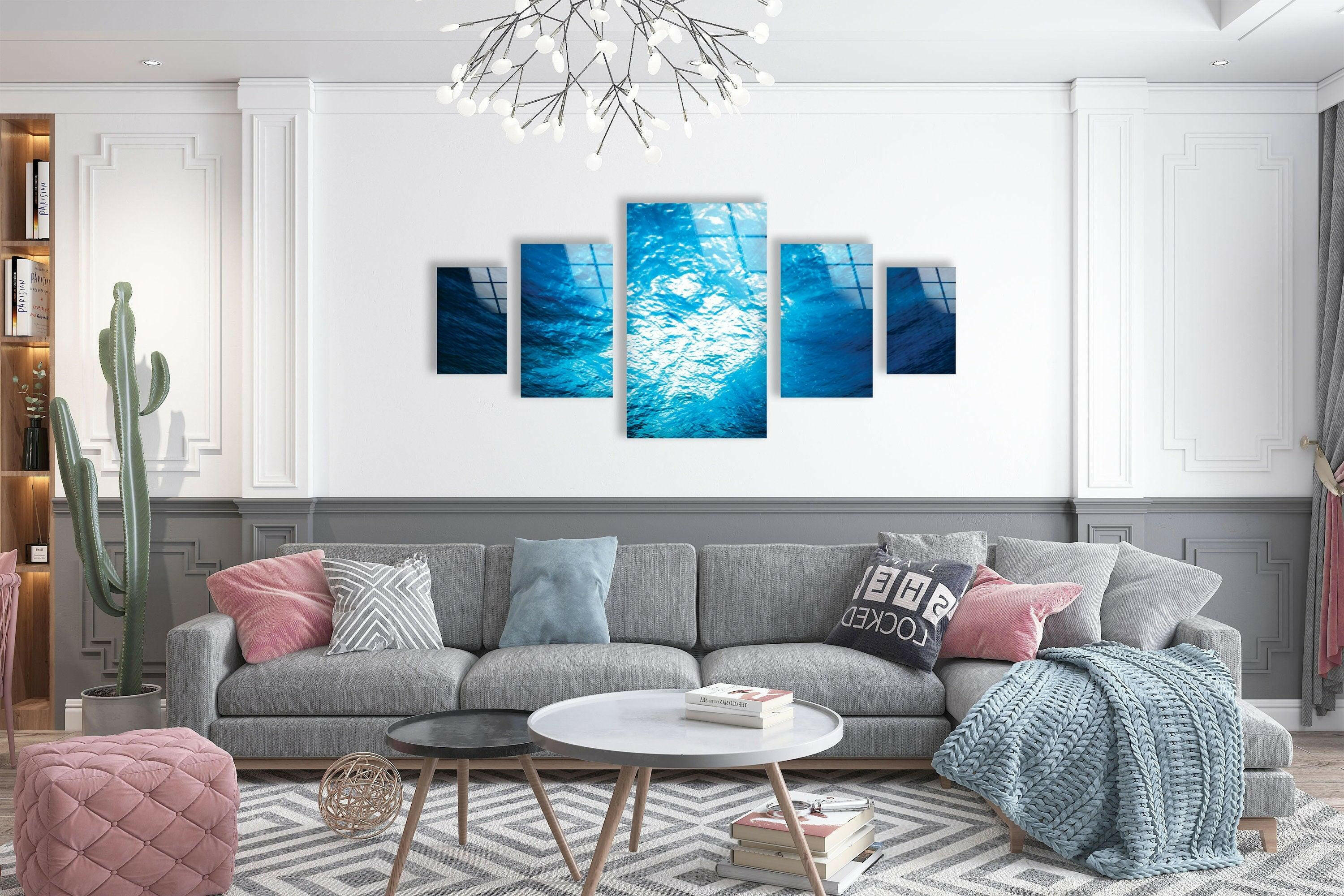 Set of Deep Sea Abstract Tempered Glass Wall Art