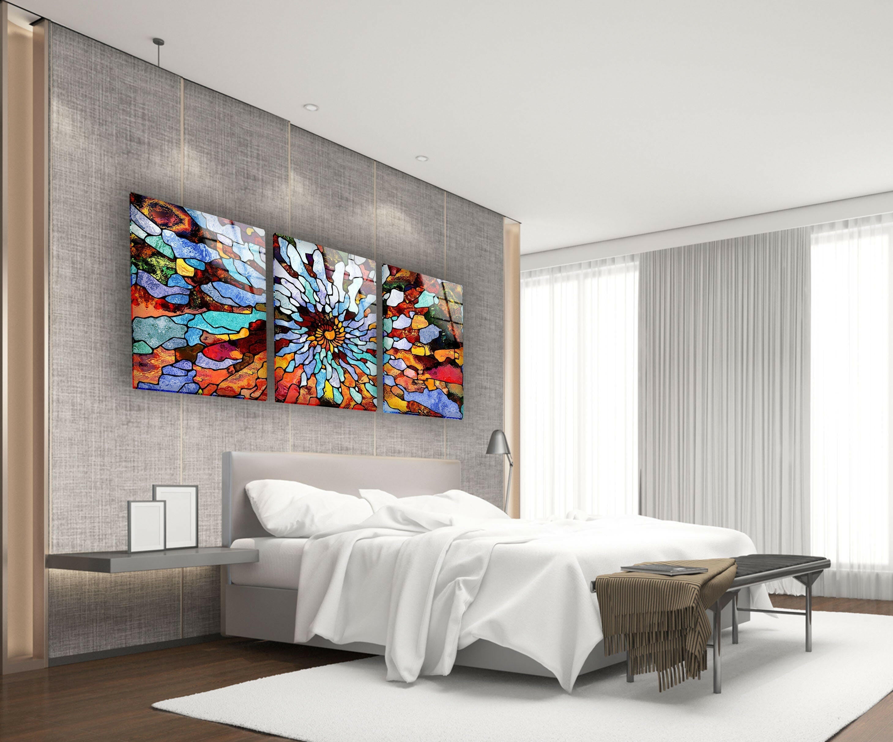 Colorful Stained Abstract Tempered Glass Wall Art