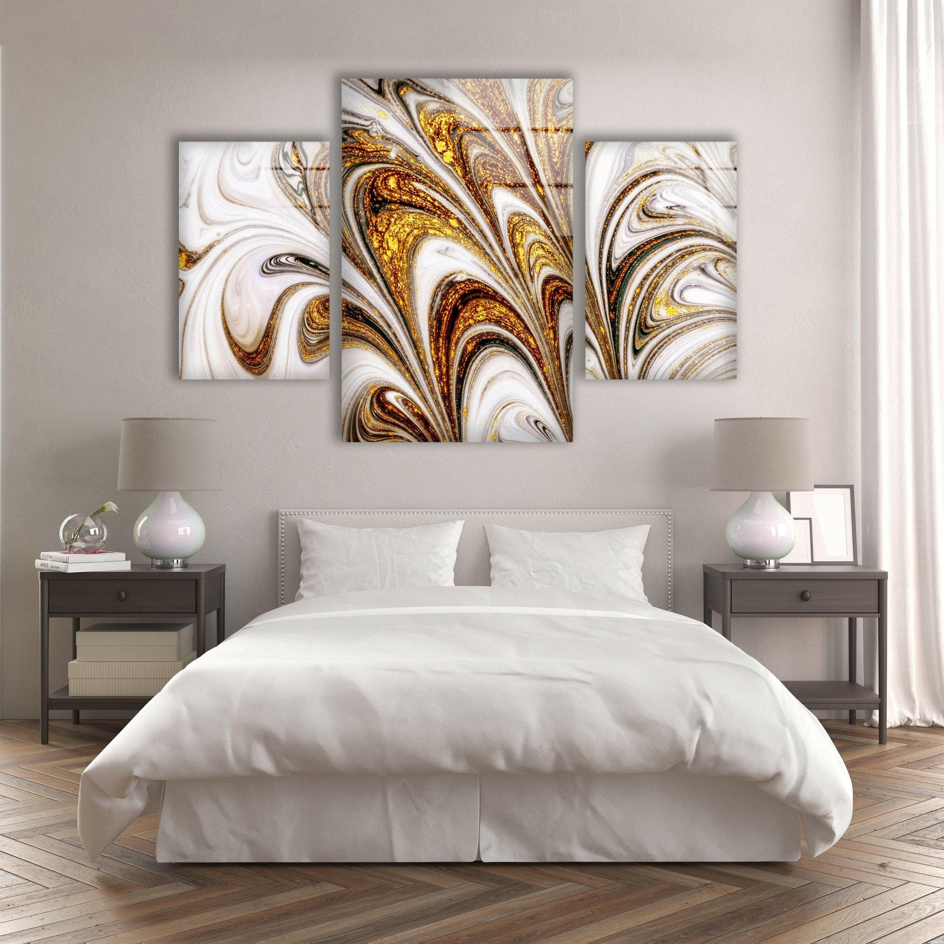 Gold Abstract Tempered Glass Wall Art