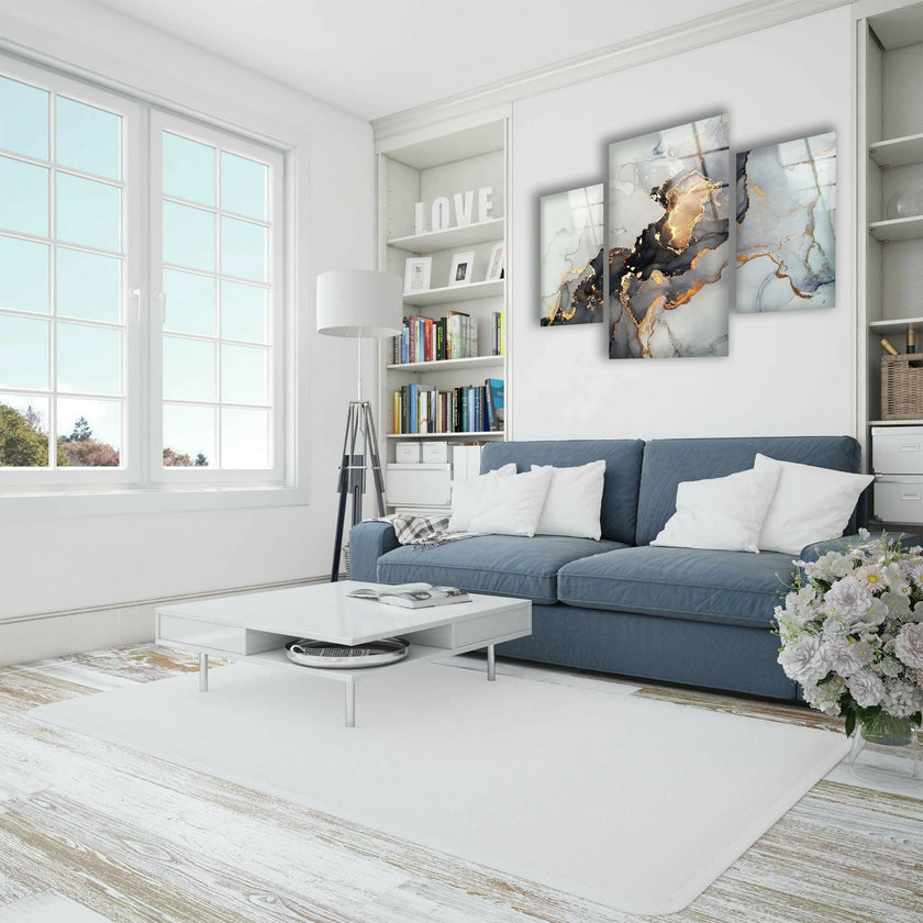 Black White Abstract Glass Wall Art